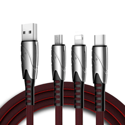 K051 1.2m 3 in 1 USB to 8 Pin + USB-C / Type-C + Micro USB Shark Fabric Data Cable(Black) - Multifunction Cable by PMC Jewellery | Online Shopping South Africa | PMC Jewellery | Buy Now Pay Later Mobicred