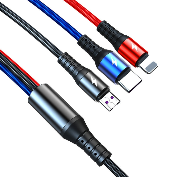 K061 1.2m 5A 3 in 1 USB to 8 Pin + USB-C / Type-C + Micro USB Round Fast Charging Data Cable - Multifunction Cable by PMC Jewellery | Online Shopping South Africa | PMC Jewellery | Buy Now Pay Later Mobicred