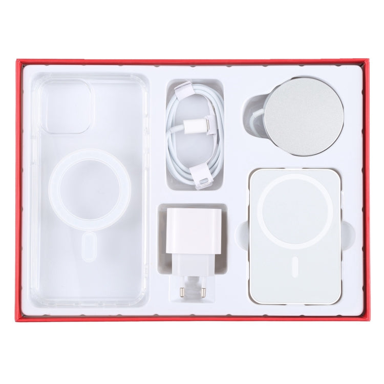 5 in 1 Data Cable + Travel Charger + Wired / Wireless MagSafe Magnetic Wireless Charger + MagSafe Magnetic Phone Case Digital Gift Box Set for iPhone 12, EU Plug(Red) - Wireless Charger by PMC Jewellery | Online Shopping South Africa | PMC Jewellery | Buy Now Pay Later Mobicred