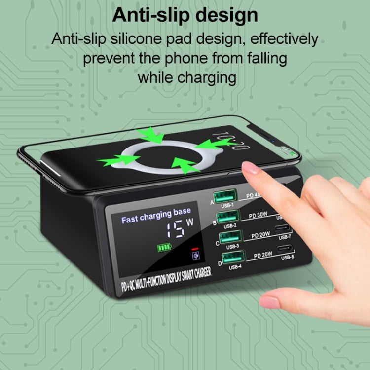 X9D 110W Multi-ports Smart Charger Station + Wireless Charger AC100-240V, UK Plug (Black) - Multifunction Charger by PMC Jewellery | Online Shopping South Africa | PMC Jewellery | Buy Now Pay Later Mobicred