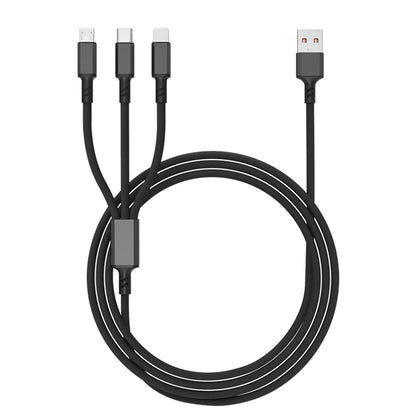 Braided 3A 3 in 1 USB to Type-C / 8 Pin / Micro USB Fast Charging Cable, Cable Length: 1.2m(Black) - Multifunction Cable by PMC Jewellery | Online Shopping South Africa | PMC Jewellery | Buy Now Pay Later Mobicred