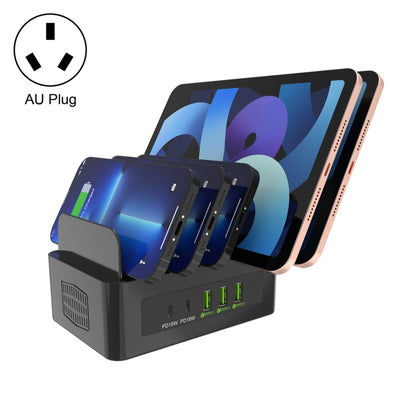 YFY-A54 100W USB + Type-C 5-Ports Smart Charging Station with Phone & Tablet Stand, AU Plug - Multifunction Charger by PMC Jewellery | Online Shopping South Africa | PMC Jewellery | Buy Now Pay Later Mobicred