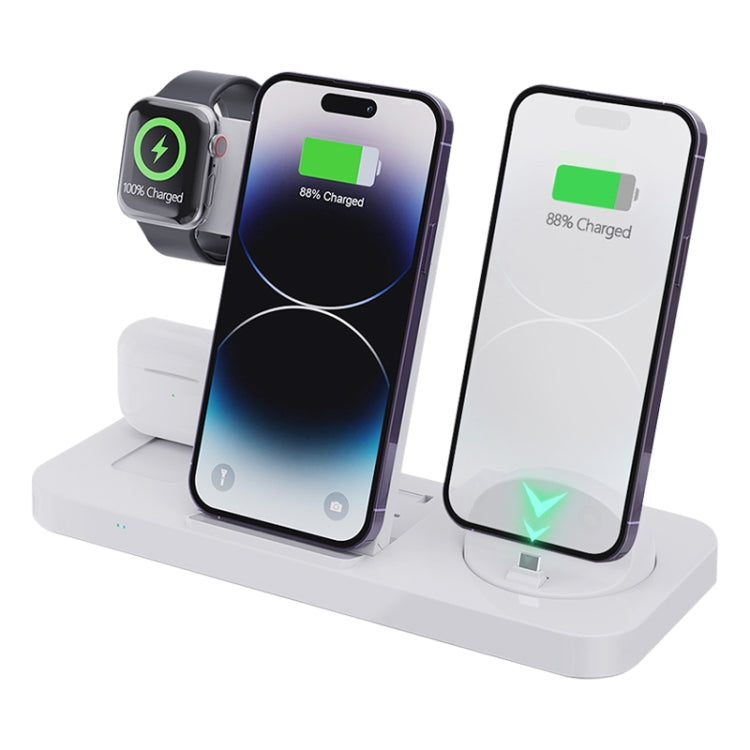 6 in 1 Multifunctional Foldable Vertical Wireless Charger (White) - Wireless Charger by PMC Jewellery | Online Shopping South Africa | PMC Jewellery