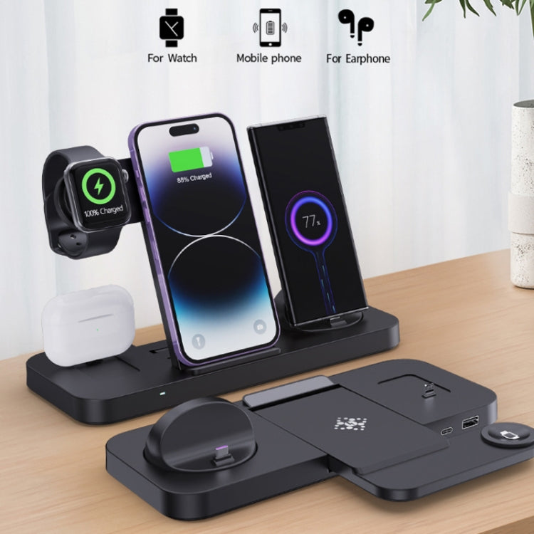 6 in 1 Multifunctional Foldable Vertical Wireless Charger (White) - Wireless Charger by PMC Jewellery | Online Shopping South Africa | PMC Jewellery