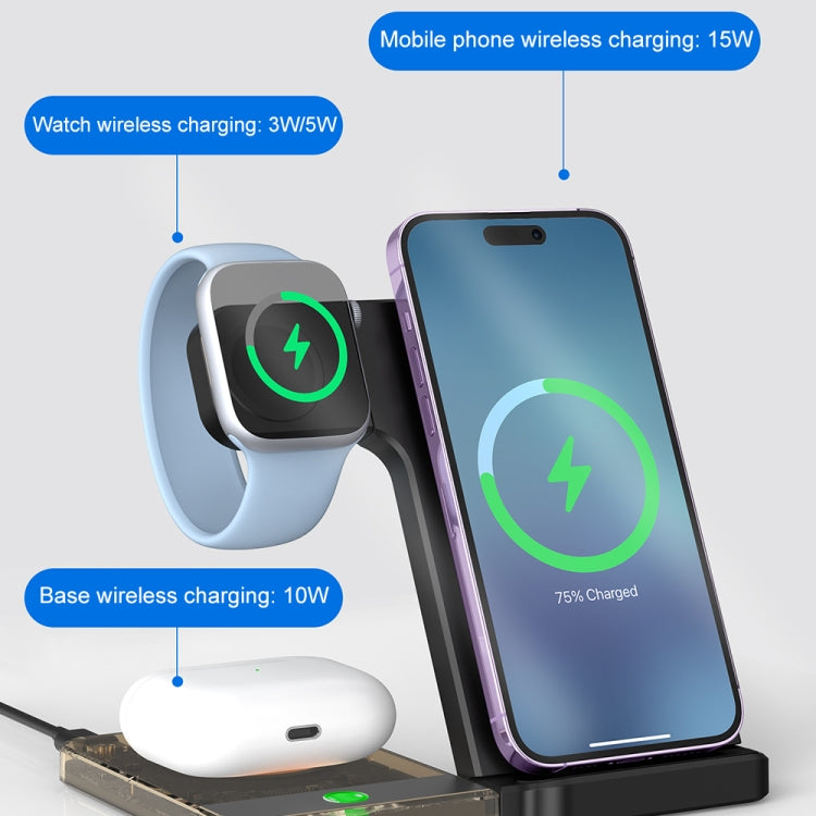 U17 15W 5 in 1 Folding Magnetic Wireless Charger with Night Light (White) - Wireless Charger by PMC Jewellery | Online Shopping South Africa | PMC Jewellery | Buy Now Pay Later Mobicred