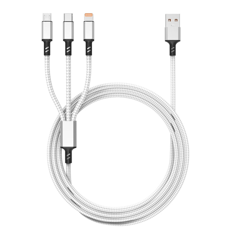 Orange Plug 3A 3 in 1 USB to Type-C / 8 Pin / Micro USB Fast Charging Cable, Cable Length: 1.2m(Silver) - Multifunction Cable by PMC Jewellery | Online Shopping South Africa | PMC Jewellery | Buy Now Pay Later Mobicred