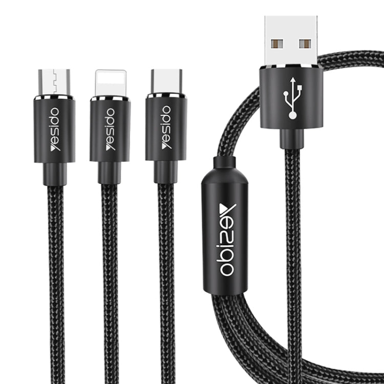 Yesido CA60 3A USB to 8 Pin + Micro USB + USB-C / Type-C Charging Cable, Length: 1.2m - Multifunction Cable by Yesido | Online Shopping South Africa | PMC Jewellery | Buy Now Pay Later Mobicred