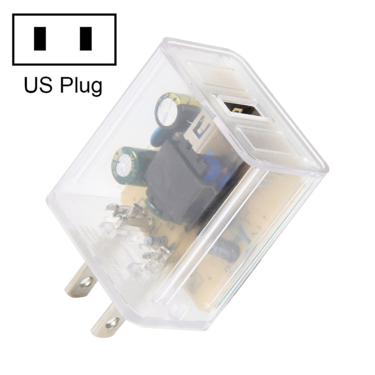 64-2 2A USB Transparent Charger, Specification: US Plug - USB Charger by PMC Jewellery | Online Shopping South Africa | PMC Jewellery | Buy Now Pay Later Mobicred