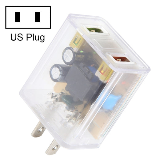 64-22 2A Dual USB Transparent Charger, specification: US Plug - USB Charger by PMC Jewellery | Online Shopping South Africa | PMC Jewellery | Buy Now Pay Later Mobicred