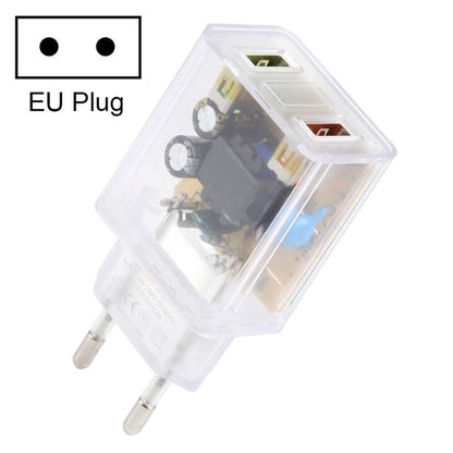 64-22 2A Dual USB Transparent Charger, specification: EU Plug - USB Charger by PMC Jewellery | Online Shopping South Africa | PMC Jewellery | Buy Now Pay Later Mobicred