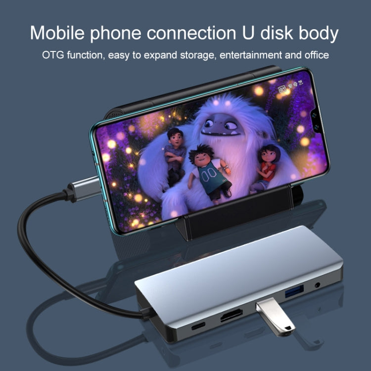 12 in 1 RJ45 + 100W PD + SD/TF + USB3.0x5+ HDMI + VGA + 3.5mm AUX to Type-C HUB Adapter - USB HUB by PMC Jewellery | Online Shopping South Africa | PMC Jewellery | Buy Now Pay Later Mobicred