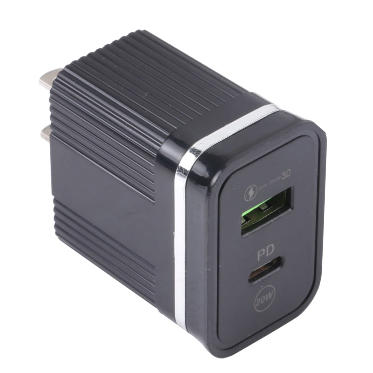 46-A2C2 20W PD + QC3.0 USB Multifunction Fast Charger,US Plug(Black) - USB Charger by PMC Jewellery | Online Shopping South Africa | PMC Jewellery | Buy Now Pay Later Mobicred