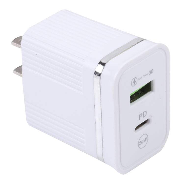 46-A2C2 20W PD + QC3.0 USB Multifunction Fast Charger,US Plug(White) - USB Charger by PMC Jewellery | Online Shopping South Africa | PMC Jewellery | Buy Now Pay Later Mobicred