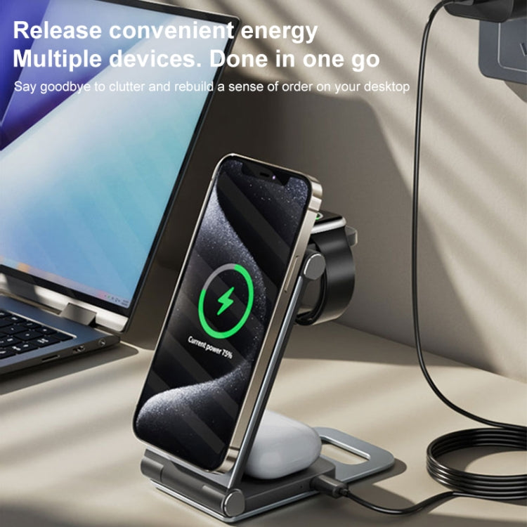 iFORCE T9 15W 3 in 1 Desktop Foldable Multi-Function Stand Magsafe Wireless Charger (White) - Wireless Charger by PMC Jewellery | Online Shopping South Africa | PMC Jewellery | Buy Now Pay Later Mobicred