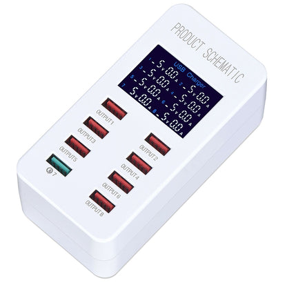 A8 50W 8 Ports USB + QC3.0 Smart Charging Station with Digital Display AC100-240V, AU Plug - Multifunction Charger by PMC Jewellery | Online Shopping South Africa | PMC Jewellery | Buy Now Pay Later Mobicred