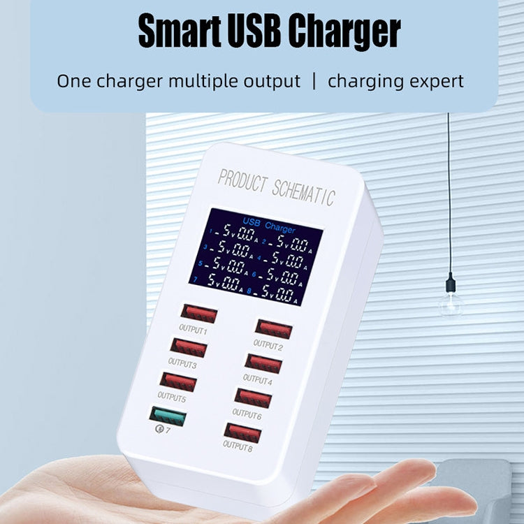 A8 50W 8 Ports USB + QC3.0 Smart Charging Station with Digital Display AC100-240V, AU Plug - Multifunction Charger by PMC Jewellery | Online Shopping South Africa | PMC Jewellery | Buy Now Pay Later Mobicred