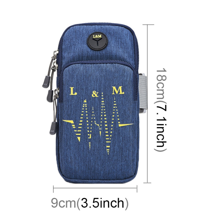 Universal 6.2 inch or Under Phone Zipper Double Bag Multi-functional Sport Arm Case with Earphone Hole, For iPhone, Samsung, Sony, Oneplus, Xiaomi, Huawei, Meizu, Lenovo, ASUS, Cubot, Ulefone, Letv, DOOGEE, Vkworld, and other Smartphones(Blue) - 5.5~6.5 inch by PMC Jewellery | Online Shopping South Africa | PMC Jewellery | Buy Now Pay Later Mobicred