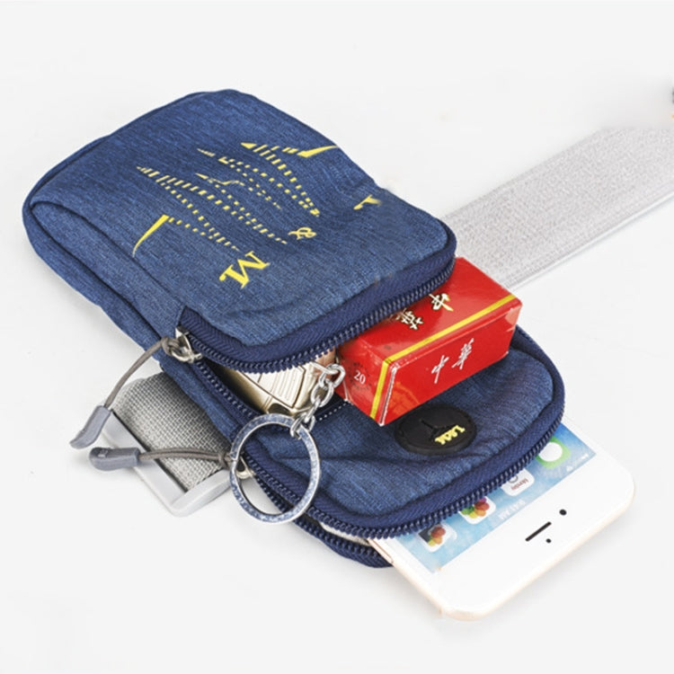 Universal 6.2 inch or Under Phone Zipper Double Bag Multi-functional Sport Arm Case with Earphone Hole, For iPhone, Samsung, Sony, Oneplus, Xiaomi, Huawei, Meizu, Lenovo, ASUS, Cubot, Ulefone, Letv, DOOGEE, Vkworld, and other Smartphones(Blue) - 5.5~6.5 inch by PMC Jewellery | Online Shopping South Africa | PMC Jewellery | Buy Now Pay Later Mobicred