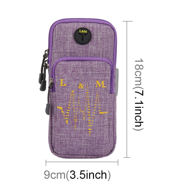 Universal 6.2 inch or Under Phone Zipper Double Bag Multi-functional Sport Arm Case with Earphone Hole(Purple) - 5.5~6.5 inch by PMC Jewellery | Online Shopping South Africa | PMC Jewellery | Buy Now Pay Later Mobicred