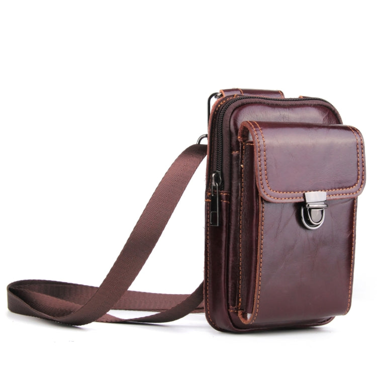 5.1-6.3 inch 008 Universal Crazy Horse Texture Cowhide Vertical Section Waist Bag with Oblique Lanyard, For iPhone,Samsung, Sony, Huawei, Meizu, Lenovo, ASUS, Cubot, Oneplus, Xiaomi, Ulefone, Letv, DOOGEE, Vkworld, and other Smartphones (Brown) - More iPhone Cases by PMC Jewellery | Online Shopping South Africa | PMC Jewellery | Buy Now Pay Later Mobicred