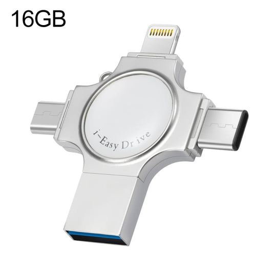 RQW-11S 4 in 1 USB 2.0 & 8 Pin & Micro USB & USB-C / Type-C 16GB Flash Drive - U Disk & Card Reader by PMC Jewellery | Online Shopping South Africa | PMC Jewellery | Buy Now Pay Later Mobicred