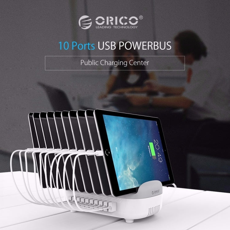 ORICO DUK-10P 120W 10 USB Ports Smart Charging Station with Phone & Tablet Stand, US Plug(Black) - Multifunction Charger by ORICO | Online Shopping South Africa | PMC Jewellery | Buy Now Pay Later Mobicred