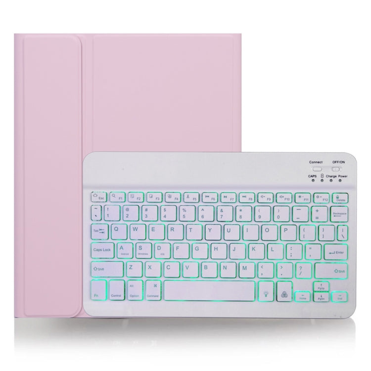 X-11BS Skin Plain Texture Detachable Bluetooth Keyboard Tablet Case for iPad Pro 11 inch 2020 / 2018, with Pen Slot & Backlight (Pink) - For iPad Pro by PMC Jewellery | Online Shopping South Africa | PMC Jewellery