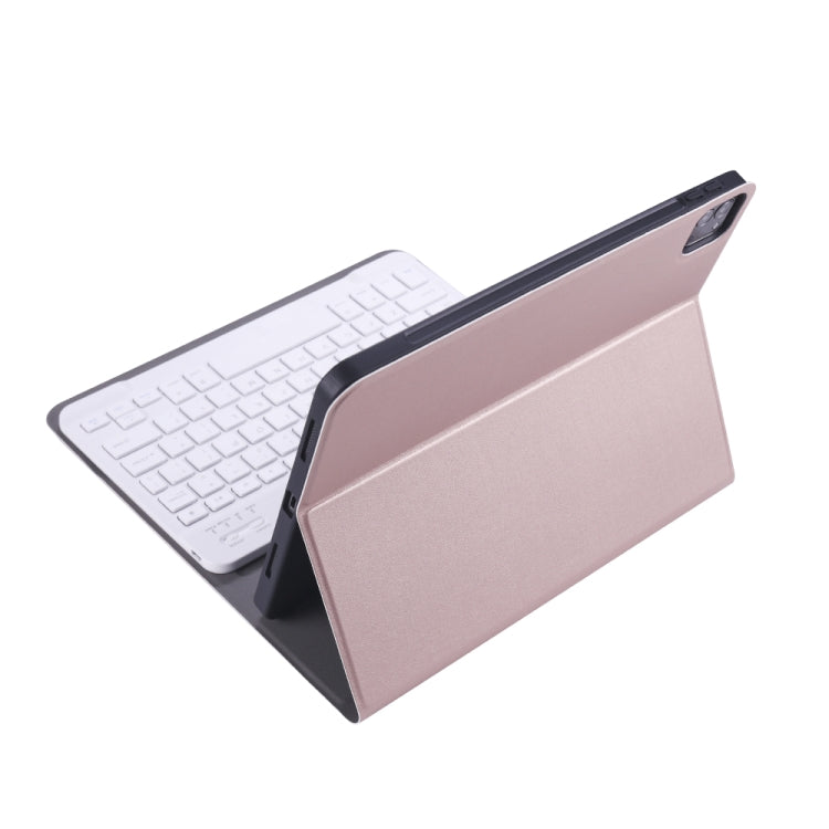 A11B Bluetooth 3.0 Ultra-thin ABS Detachable Bluetooth Keyboard Leather Tablet Case with Holder & Pen Slot for iPad Pro 11 inch 2021 (Rose Gold) - For iPad Pro by PMC Jewellery | Online Shopping South Africa | PMC Jewellery