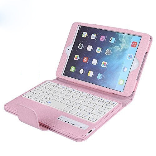 SPM01 For iPad mini 5 / 4 / 3 / 2 / 1 Litchi Texture Detachable Plastic Bluetooth Keyboard Leather Tablet Case with Stand Function(Pink) - For iPad mini by PMC Jewellery | Online Shopping South Africa | PMC Jewellery