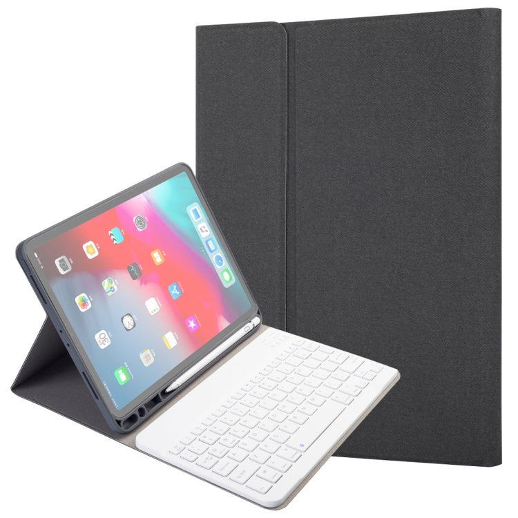 RK11 For iPad Pro 11 inch Silk Texture Detachable Plastic Bluetooth Keyboard Leather Tablet Case with Pen Slot & Stand Function(Black) - For iPad Pro by PMC Jewellery | Online Shopping South Africa | PMC Jewellery