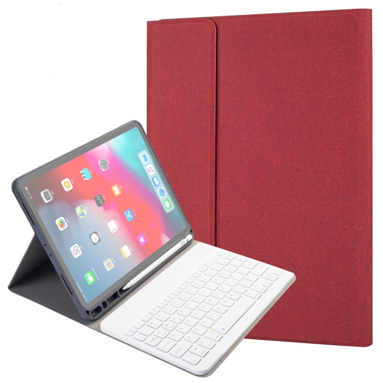 RK11 For iPad Pro 11 inch Silk Texture Detachable Plastic Bluetooth Keyboard Leather Tablet Case with Pen Slot & Stand Function(Red) - For iPad Pro by PMC Jewellery | Online Shopping South Africa | PMC Jewellery