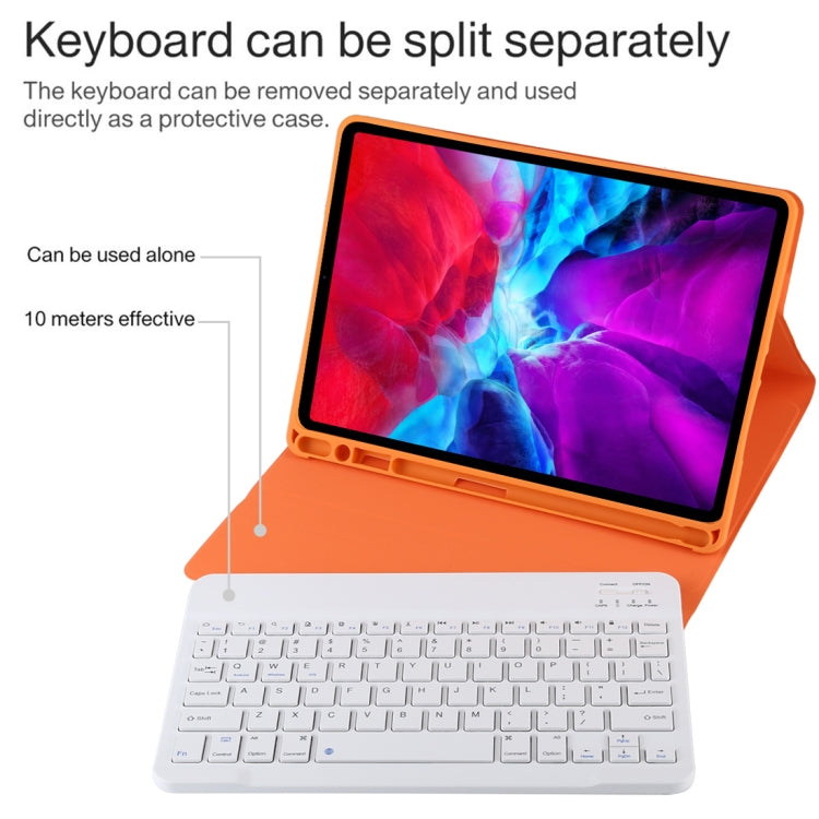 TG11B Detachable Bluetooth White Keyboard + Microfiber Leather Tablet Case for iPad Pro 11 inch (2020), with Pen Slot & Holder (Orange) - For iPad Pro by PMC Jewellery | Online Shopping South Africa | PMC Jewellery