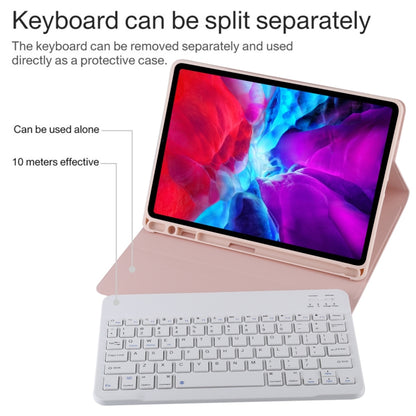 TG11B Detachable Bluetooth White Keyboard + Microfiber Leather Tablet Case for iPad Pro 11 inch (2020), with Pen Slot & Holder (Pink) - For iPad Pro by PMC Jewellery | Online Shopping South Africa | PMC Jewellery