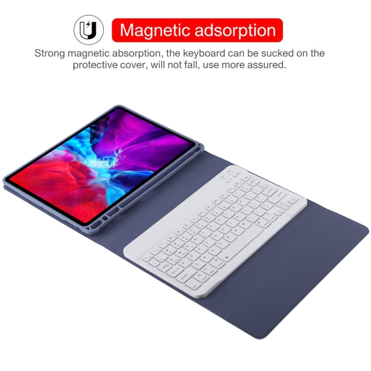 TG11B Detachable Bluetooth White Keyboard + Microfiber Leather Tablet Case for iPad Pro 11 inch (2020), with Pen Slot & Holder (Purple) - For iPad Pro by PMC Jewellery | Online Shopping South Africa | PMC Jewellery