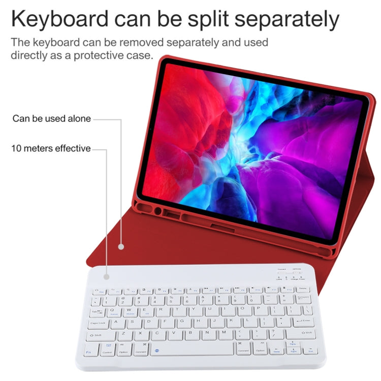 TG11B Detachable Bluetooth White Keyboard + Microfiber Leather Tablet Case for iPad Pro 11 inch (2020), with Pen Slot & Holder (Red) - For iPad Pro by PMC Jewellery | Online Shopping South Africa | PMC Jewellery