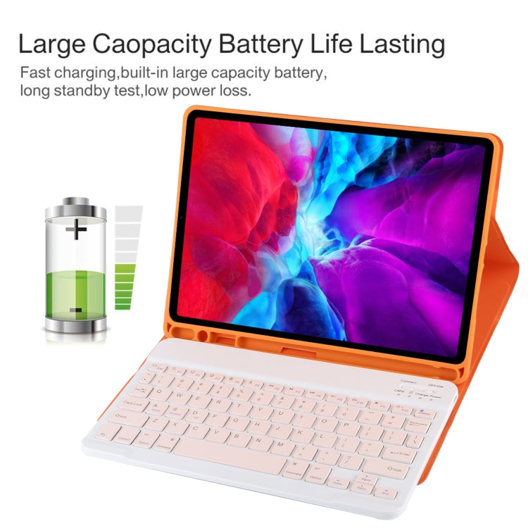 TG11B Detachable Bluetooth Pink Keyboard + Microfiber Leather Tablet Case for iPad Pro 11 inch (2020), with Pen Slot & Holder (Orange) - For iPad Pro by PMC Jewellery | Online Shopping South Africa | PMC Jewellery