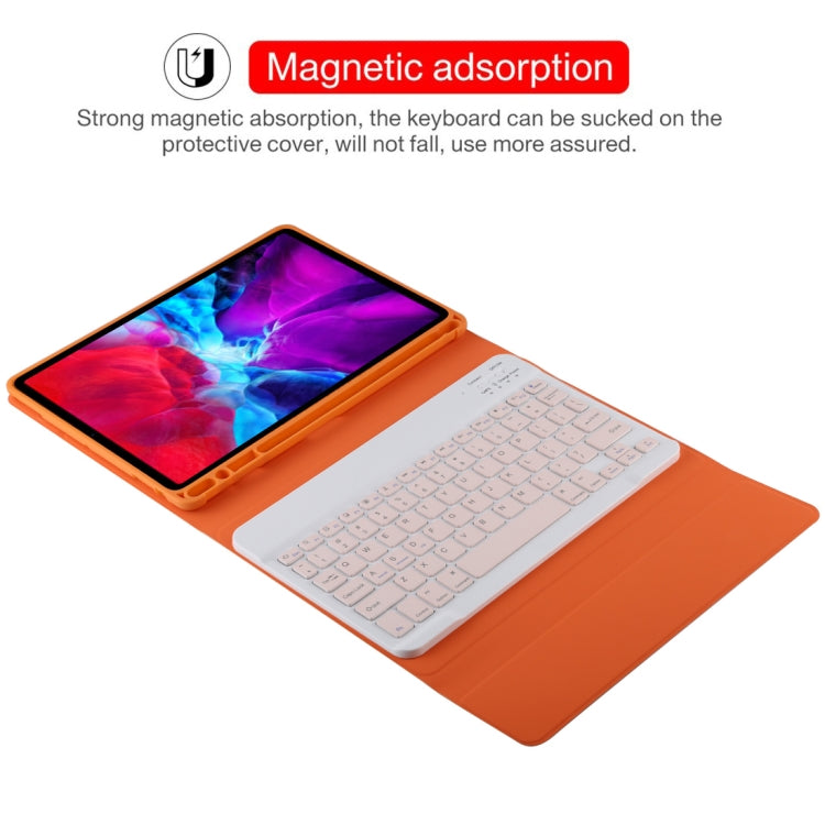 TG11B Detachable Bluetooth Pink Keyboard + Microfiber Leather Tablet Case for iPad Pro 11 inch (2020), with Pen Slot & Holder (Orange) - For iPad Pro by PMC Jewellery | Online Shopping South Africa | PMC Jewellery