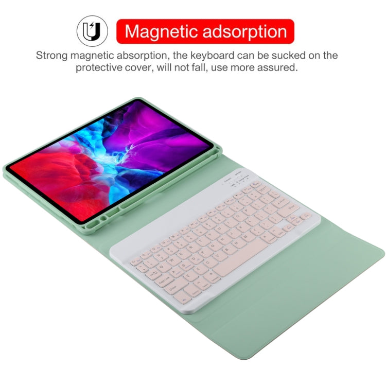 TG11B Detachable Bluetooth Pink Keyboard + Microfiber Leather Tablet Case for iPad Pro 11 inch (2020), with Pen Slot & Holder (Green) - For iPad Pro by PMC Jewellery | Online Shopping South Africa | PMC Jewellery