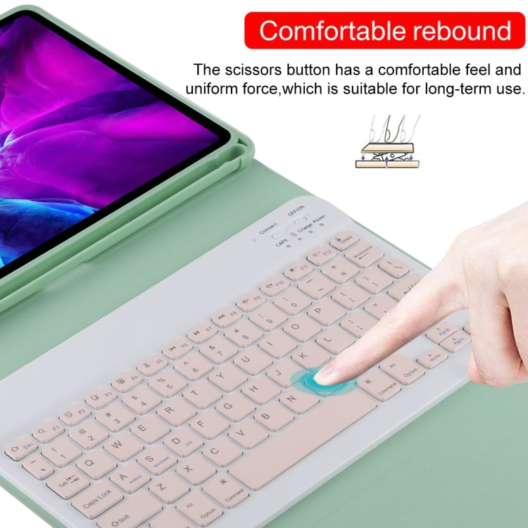 TG11B Detachable Bluetooth Pink Keyboard + Microfiber Leather Tablet Case for iPad Pro 11 inch (2020), with Pen Slot & Holder (Green) - For iPad Pro by PMC Jewellery | Online Shopping South Africa | PMC Jewellery