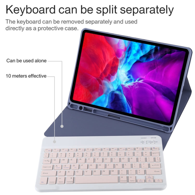 TG11B Detachable Bluetooth Pink Keyboard + Microfiber Leather Tablet Case for iPad Pro 11 inch (2020), with Pen Slot & Holder (Purple) - For iPad Pro by PMC Jewellery | Online Shopping South Africa | PMC Jewellery