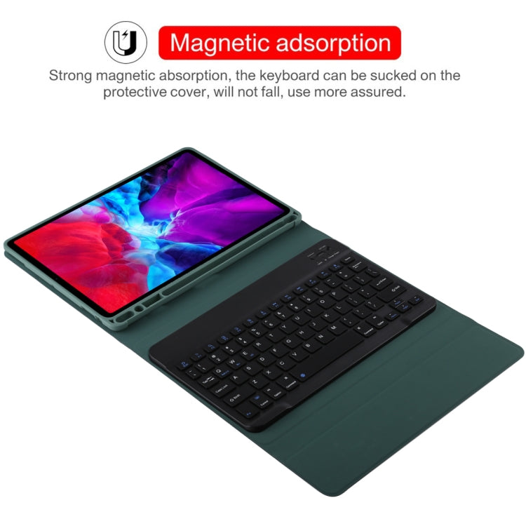 TG11B Detachable Bluetooth Black Keyboard + Microfiber Leather Tablet Case for iPad Pro 11 inch (2020), with Pen Slot & Holder (Dark Green) - For iPad Pro by PMC Jewellery | Online Shopping South Africa | PMC Jewellery