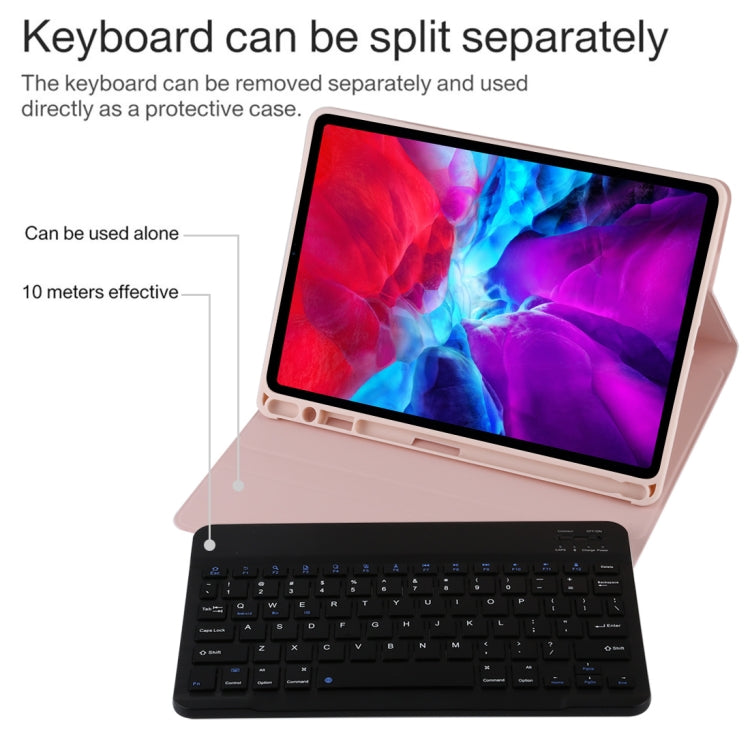 TG11B Detachable Bluetooth Black Keyboard + Microfiber Leather Tablet Case for iPad Pro 11 inch (2020), with Pen Slot & Holder (Pink) - For iPad Pro by PMC Jewellery | Online Shopping South Africa | PMC Jewellery