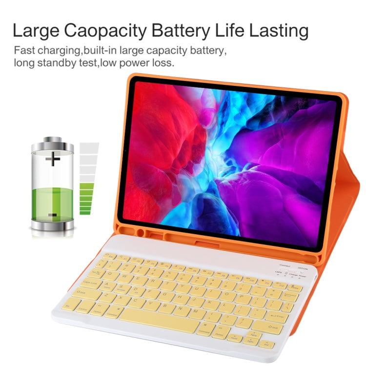 TG11B Detachable Bluetooth Yellow Keyboard + Microfiber Leather Tablet Case for iPad Pro 11 inch (2020), with Pen Slot & Holder (Orange) - For iPad Pro by PMC Jewellery | Online Shopping South Africa | PMC Jewellery