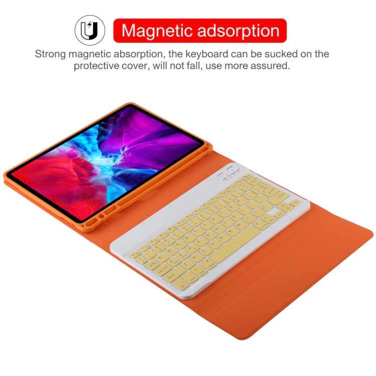 TG11B Detachable Bluetooth Yellow Keyboard + Microfiber Leather Tablet Case for iPad Pro 11 inch (2020), with Pen Slot & Holder (Orange) - For iPad Pro by PMC Jewellery | Online Shopping South Africa | PMC Jewellery