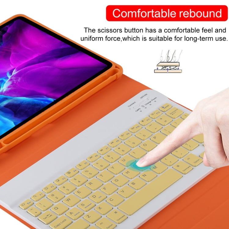 TG11B Detachable Bluetooth Yellow Keyboard + Microfiber Leather Tablet Case for iPad Pro 11 inch (2020), with Pen Slot & Holder (Orange) - For iPad Pro by PMC Jewellery | Online Shopping South Africa | PMC Jewellery