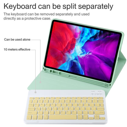 TG11B Detachable Bluetooth Yellow Keyboard + Microfiber Leather Tablet Case for iPad Pro 11 inch (2020), with Pen Slot & Holder (Green) - For iPad Pro by PMC Jewellery | Online Shopping South Africa | PMC Jewellery