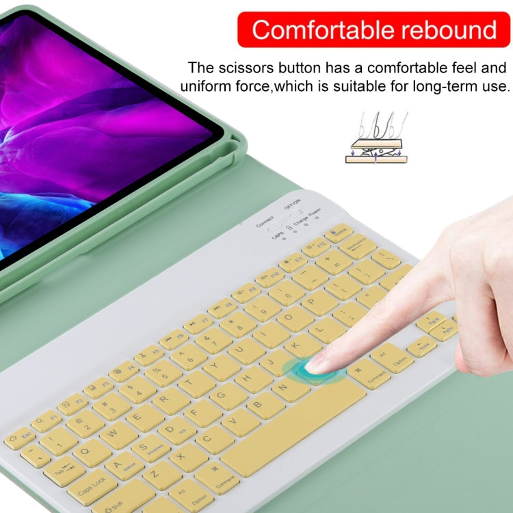 TG11B Detachable Bluetooth Yellow Keyboard + Microfiber Leather Tablet Case for iPad Pro 11 inch (2020), with Pen Slot & Holder (Green) - For iPad Pro by PMC Jewellery | Online Shopping South Africa | PMC Jewellery