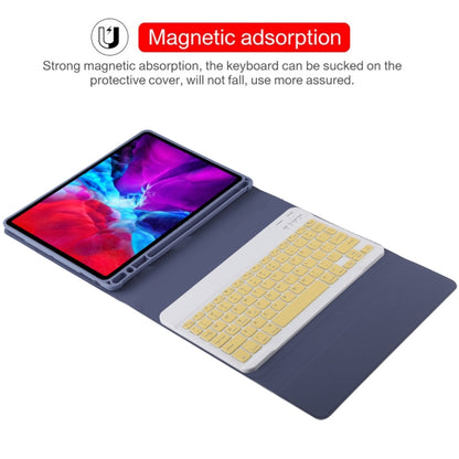 TG11B Detachable Bluetooth Yellow Keyboard + Microfiber Leather Tablet Case for iPad Pro 11 inch (2020), with Pen Slot & Holder (Purple) - For iPad Pro by PMC Jewellery | Online Shopping South Africa | PMC Jewellery