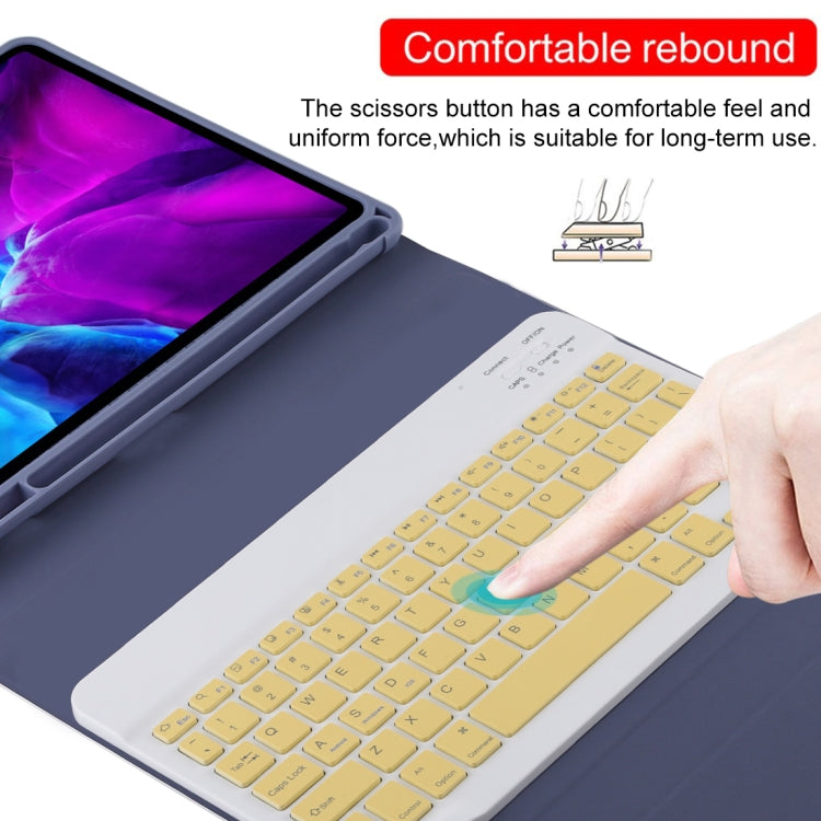 TG11B Detachable Bluetooth Yellow Keyboard + Microfiber Leather Tablet Case for iPad Pro 11 inch (2020), with Pen Slot & Holder (Purple) - For iPad Pro by PMC Jewellery | Online Shopping South Africa | PMC Jewellery