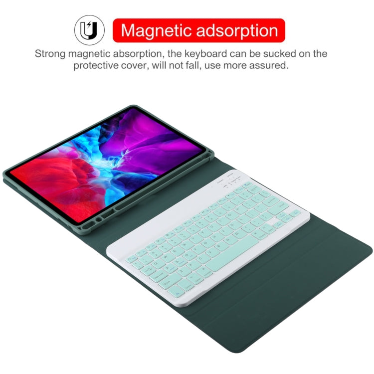 TG11B Detachable Bluetooth Green Keyboard + Microfiber Leather Tablet Case for iPad Pro 11 inch (2020), with Pen Slot & Holder (Dark Green) - For iPad Pro by PMC Jewellery | Online Shopping South Africa | PMC Jewellery